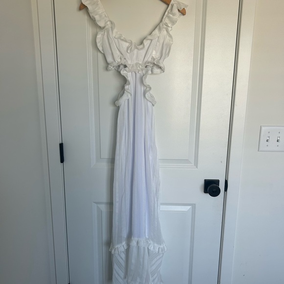 Show Me Your MuMu Lane White Midi Dress Bridal Summer Coquette Small - Picture 3 of 5